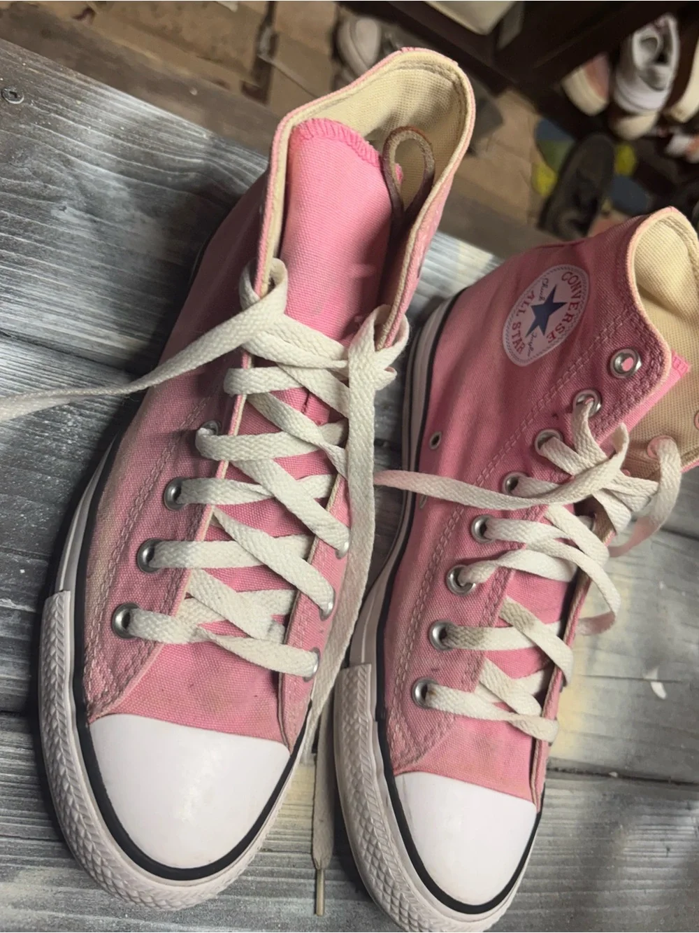 Pink Converse high top sneakers in US womens 9 #hightop #classic